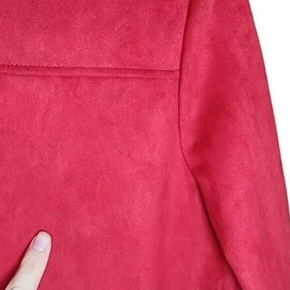 Marc New York Women's XS Car Coat Red Faux Suede Longline Button down - Picture 8 of 14